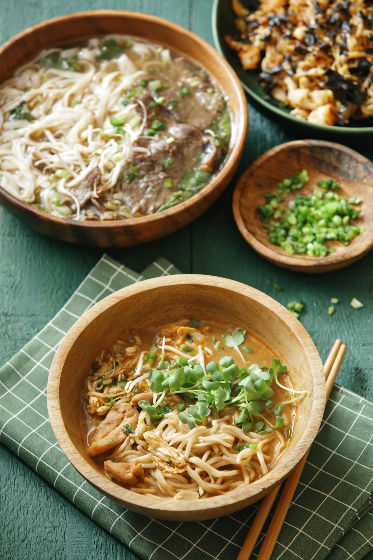 Healthy chicken noodle and vegetable soup