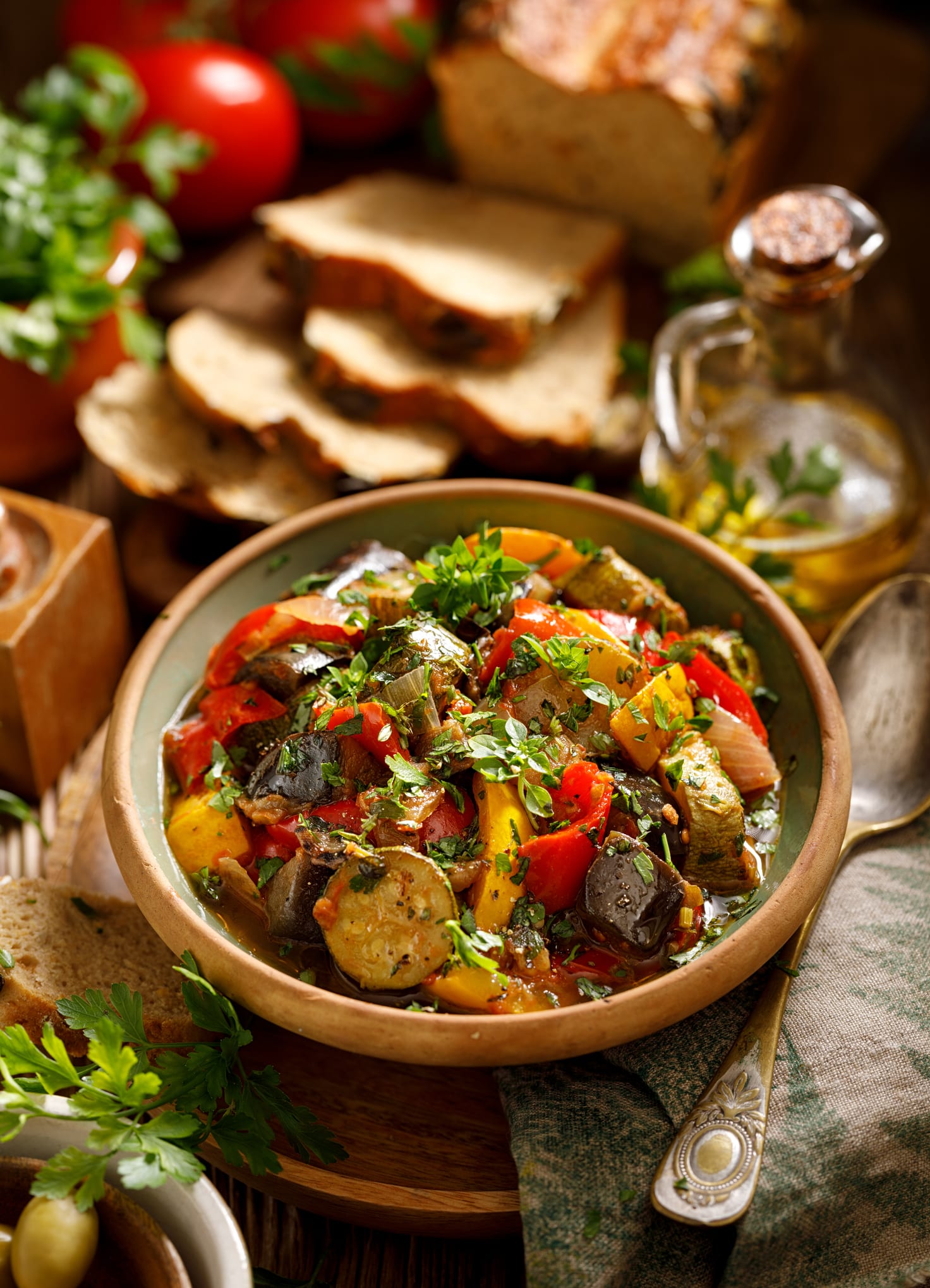 Spicy eggplant and tomato stew