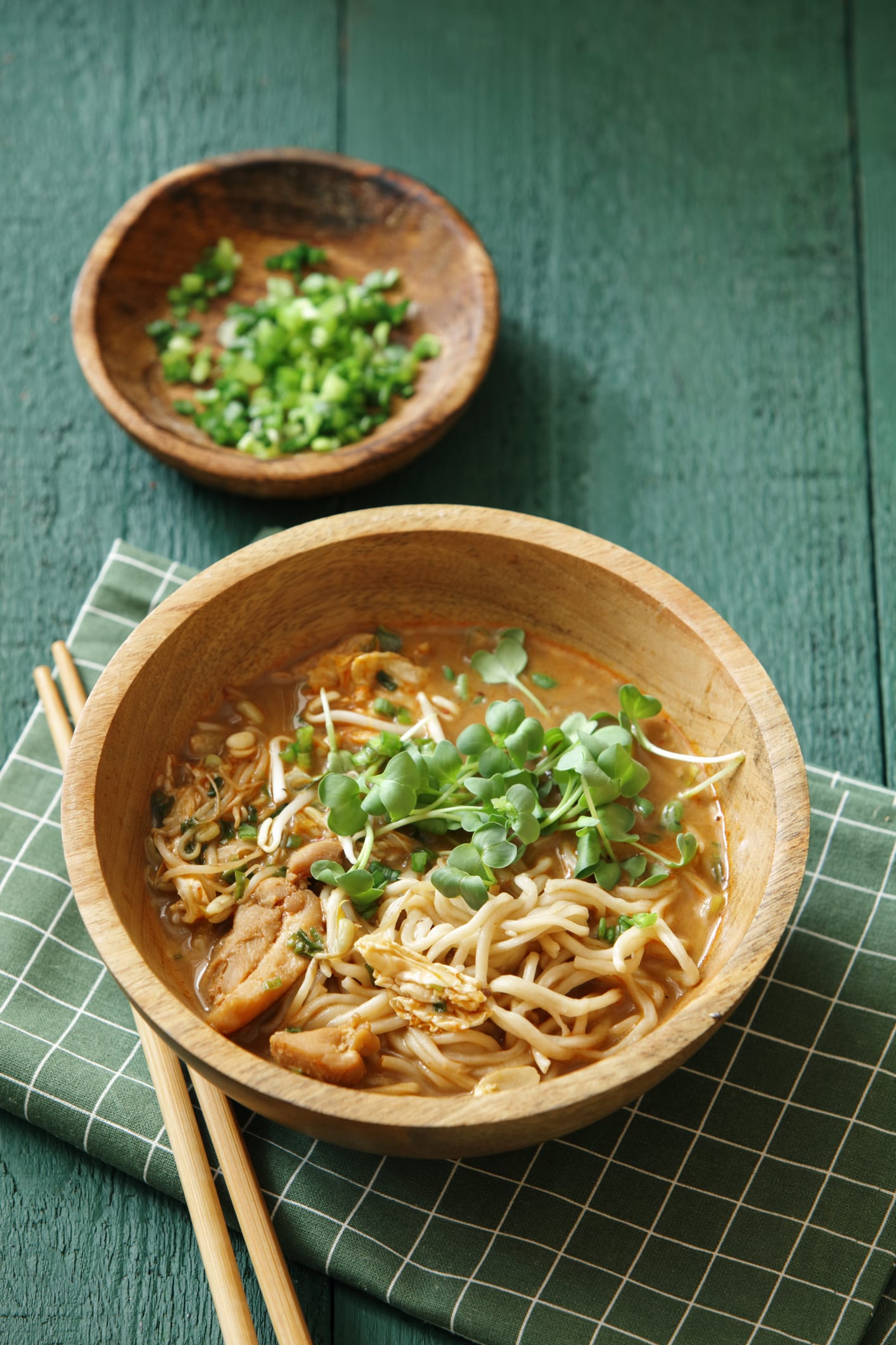 Healthy chicken noodle and vegetable soup
